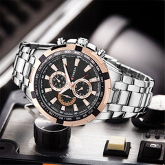 CURREN Watches Men,Sports Waterproof Stainless Steel Quartz Wrist Watch for Men and Boys, 10, Quartz Movement - Silver