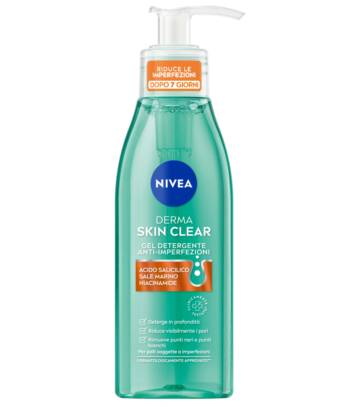 NIVEA Derma Skin Clear Facial Cleansing Gel for Imperfections 150 ml, Facial Cleanser Oily and Combination Skin with Salicylic Acid, Sea Salt and Niacinamide, Cleansing Facial Cleanser