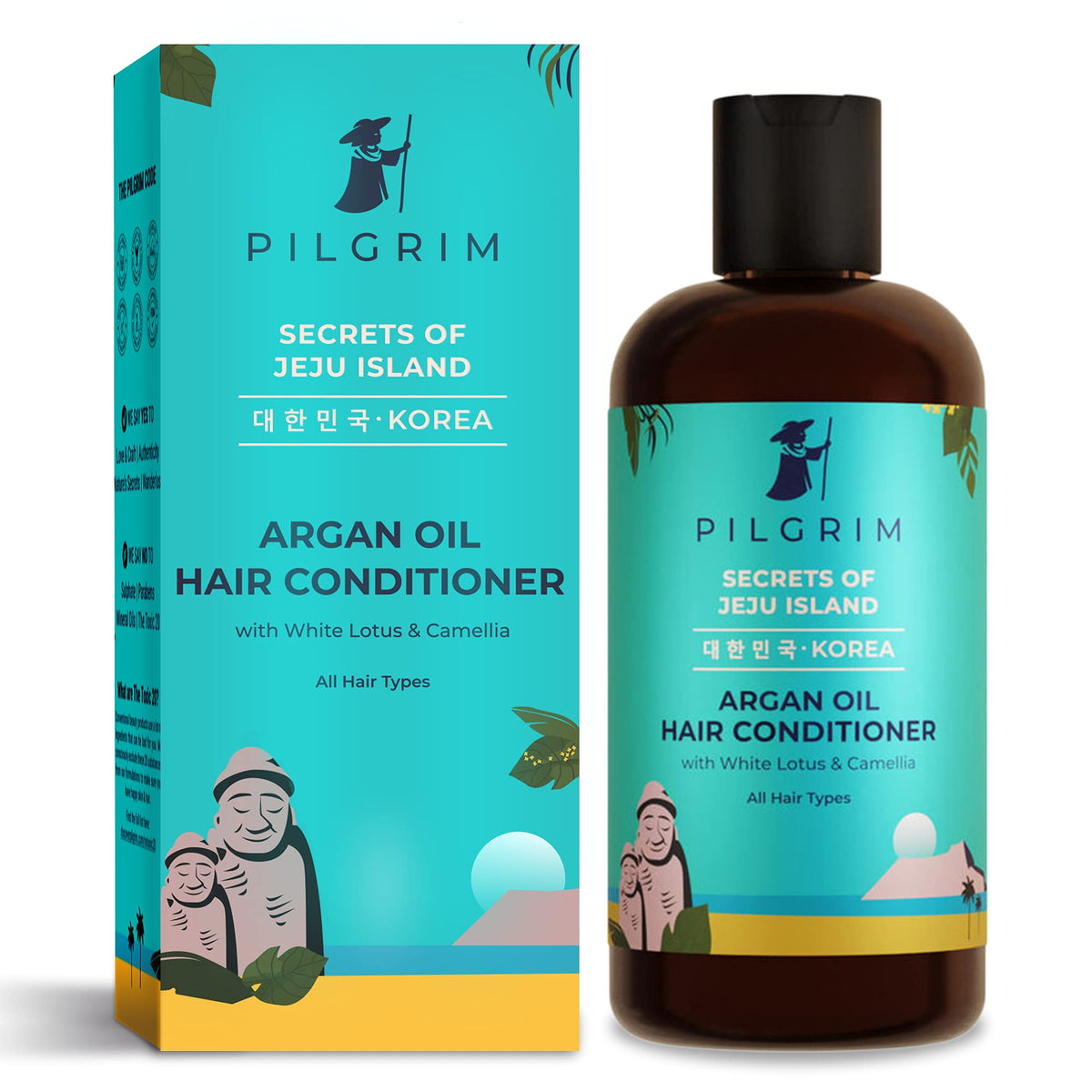Pilgrim Korean Argan Oil Hair Conditioner with White Lotus & Camellia,Discover Healthy,Bouncy and Shiny Hair,Deep Moisturisation & Nourishment All Hair Types,Men and Women, Korean Beauty Secrets,200ml