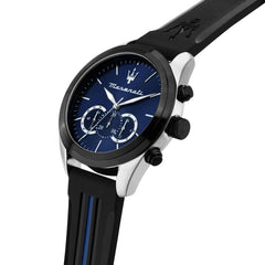Maserati Men's Watch, Chronograph, Analog, Steel Band, Traguardo Collection - R8871612044 - Black/Blue