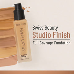 Swiss Beauty Studio Finish Full coverage Foundation, Face Makeup, Natural Beige, 30ml