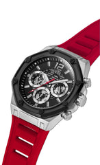 GUESS Men's Quartz Watch Stainless Steel case 44MM, Red Silicone Strap (Model: GW0263G3)