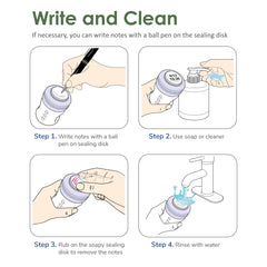 Maymom Screw Lids Aka Travel Caps with Rewritable Sealing Disc for Avent, Maymom Wide Mouth.