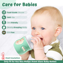 LOTBILL 2 Pack Silicone Bottle Sleeves for Avent Natural Glass Baby Bottles, Protection and Insulation, Glass Baby Bottle Sleeve Compatible with Avent Glass Bottles 8 oz, Dishwasher Safe (4oz)