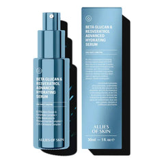 Allies of Skin Beta Glucan & Reservatrol Advanced Hydrating Serum | Plumping Face Serum with Ceramides, Peptides and Hyaluronic Acid | For Sensitive and Dry, Dehydrated Skin (1 Fl oz)