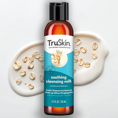 TruSkin Soothing Cleansing Milk - Gentle Facial Cleanser with Rice & Oat Milk, Hyaluronic Acid - Removes Make-Up Without Stripping Sensitive Skin, 4.2 Fl Oz