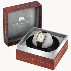 Bulova Men's Frank Sinatra My Way Leather Strap Watch - Gold Tone/ Black Strap