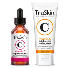 TruSkin Super C Duo - Vitamin C Plus Super Serum, 1 fl oz & Vitamin C Brightening Moisturizer, 2 fl oz - Two-Step Anti Aging Skin Care Set for Hydrated, Smooth & Firmer-Looking Skin