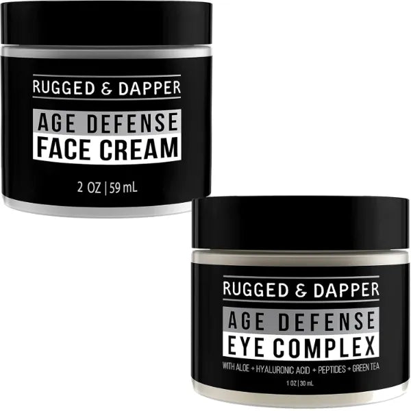 RUGGED & DAPPER Age Defense Face Cream and Age Defense Eye Complex, Deep Moisture & Wrinkle Defense