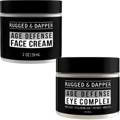RUGGED & DAPPER Age Defense Face Cream and Age Defense Eye Complex, Deep Moisture & Wrinkle Defense