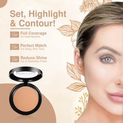 Frankie Rose Cosmetics Powder Foundation – Full Coverage Face Powder For Pores & Imperfections, Evens Out Skin Tone & Shine-Control | 58 Grams (Honey)