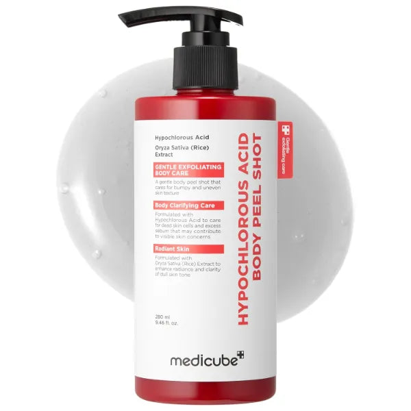 medicube Hypochlorous Acid Rice Body Peel Shot | Gentle Body Exfoliating Serum for Dead Skin Cells, Rough Patches & Uneven Texture | Rice Extract, Panthenol for Hydrating & Smoothing Care - 9.46 fl.oz