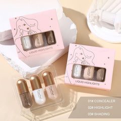 MAKINGTEC 3 Pack Bronzer Contour & Highlighter & Concealer Makeup Set Highly Pigmented Long Lasting Bronzer Contour Wand Waterproof Smooth Natural Highlighters Concealer Bronzer Makeup Gift For Women