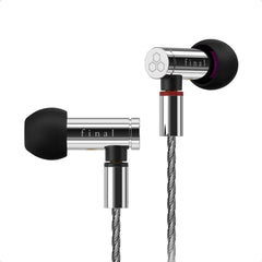 Final E5000 In Ear Isolating Earphones, 6.4mm Dynamic Driver, High-Resolution, Stainless Steel Housing, Detachable Silver-Coated MMCX Cable, Swing-Fit Eartips - Stainless Steel