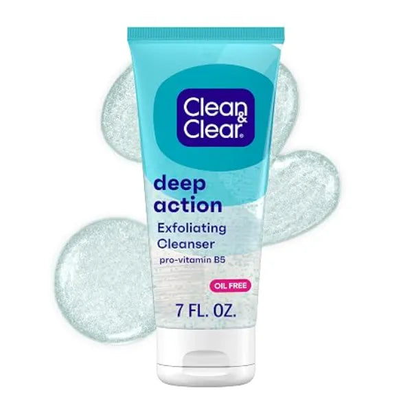 Clean & Clear Oil Free Deep Action Exfoliating Facial Cleanser, 7 fl oz