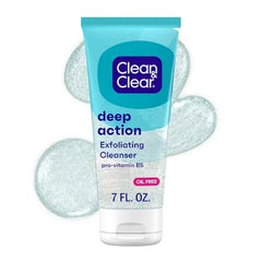Clean & Clear Oil Free Deep Action Exfoliating Facial Cleanser, 7 fl oz