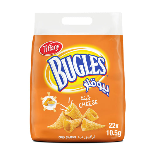 Tiffany Bugles Cheese Snacks, Crispy, Corn Meal - 22 x 10.5g