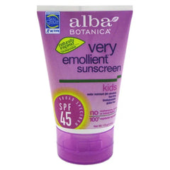 Alba Botanica Very Emollient, Kids Sunscreen SPF 45 4 oz (Pack of 3)
