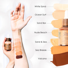 Island Goddess (Sand Sea) Waterproof Full Coverage Vegan, Cruelty-Free 3 in 1 Liquid Foundation, 1 oz. No Parabens, Gluten, Fragrance
