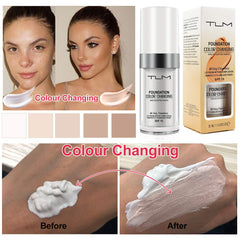 TLM Foundation Liquid,Concealer Cover Cream,Flawless Colour Changing Foundation Makeup,Warm Skin Tone, Cosmetics for Women and Girls