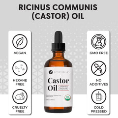 Aitnaturals Organic Castor Oil 60ml Eyelash & Eyebrow Growth Serum | Nourishing Hair, Skin & Nail Treatment | Promotes Hair Growth & Conditions | Cold Pressed & Hexane free | 100% Pure & Hexane-Free