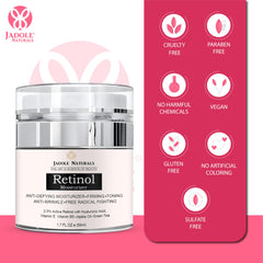 Jadole Naturals Beauty Retinol Moisturizer Cream- 50ml | For Face & Eye Firming, Toning, Anti- Wrinkle, Free- Radical Fighting With Hyaluronic Acid, Vitamin E, Vitamin B5 | For All Skin Types