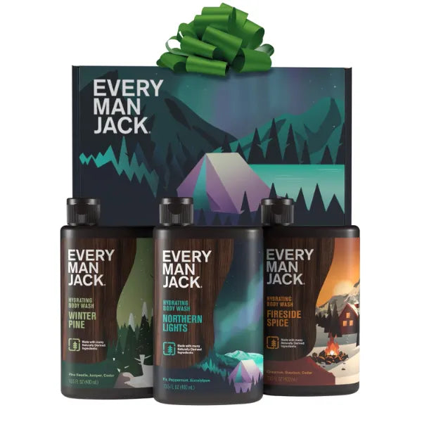 Every Man Jack Mens Body Wash Gift Set - 3 Invigorating Winter Scents, Deeply Cleans, Hydrates with Naturally Derived Ingredients - 13.5 oz (Pack of 3)