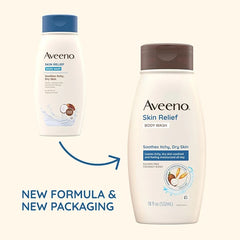 Aveeno Skin Relief Body Wash with Coconut Scent & Soothing Oat, Gentle Soap-Free Body Cleanser for Dry, Itchy & Sensitive Skin, Dye-Free & Allergy-Tested, 12 fl. oz