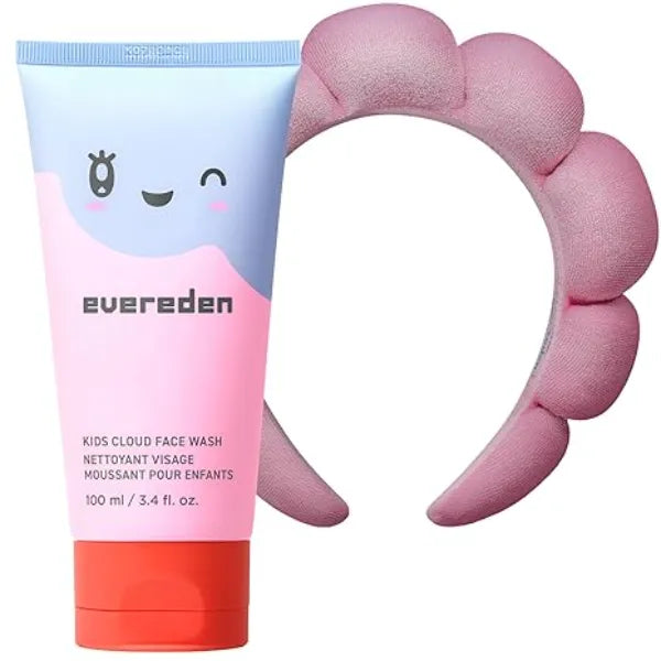 Evereden Kids Cloud Face Wash Tropical Sorbet, Adorable Terry Spa & Makeup Headband Creamy & Fun Skin Care for Kids Easy to Use Face Wash Non toxic Skin Care