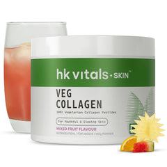 Healthcart HK Vitals Vegan Collagen Supplement (Mixed Fruit, 100g) | With Biotin, Vitamin C & E & Sodium Hyaluronate | For Healthy Skin, Hair & Nails