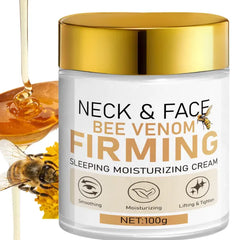 Grospe Bee Venom Sleeping Moisturizing Cream - Hydrating & Plumping Face and Neck Cream with Hyaluronic Acid, Anti-Aging Daily Moisturizer for Firmer, Softer Skin, 3.53oz
