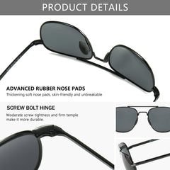 SUNGAIT Men's Military Style Polarized Pilot Aviator Sunglasses Bayonet Temples