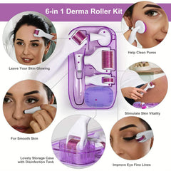 KASTWAVE Derma Roller Kit for Face and Body, Microneedling Roller Titanium for Women and Men Skincare, 0.25mm Microneedle Dermaroller with 5 Replaceable Heads and Storage Case