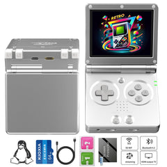 RG35XX flip Handheld Game Console Clamshell Retro Game Console Upgrade 64-bit System Portable Gaming Console with 3.5 inch IPS Screen 3300mAh Battery Supports 5G WiFi Bluetooth HD,TV Output Silver