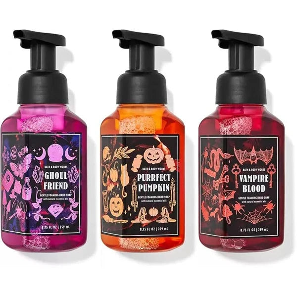 Bath & Body Works Halloween Gentle Foaming Hand Soap Trio - Ghoul Friend, Vampire Blood, Purrfect Pumpkin, 8.75 Fl Oz (Pack of 3)