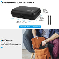 ProCase Hard Travel Electronic Organizer Case for MacBook Power Adapter Chargers Cables Power Bank Apple Magic Mouse Apple Pencil USB Flash Disk SD Card Small Portable Accessories Bag -Black