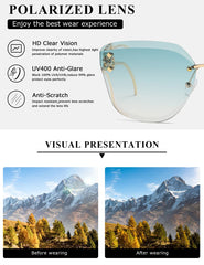AEVOGUE Sunglasses For Women Oversized Rimless Diamond Cutting Lens Sun Glasses AE0534