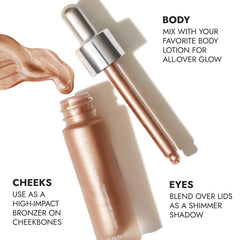 Cover FX Custom Bronzer Drops Gilded Glow 1 Fl Oz - Customizable Liquid Contour Bronzer Makeup - Weightlessly Blends with Other Skincare Products for a Sun-Kissed and Radiant Glow