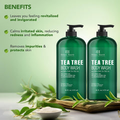 Botanic Hearth Tea Tree Body Wash, Helps Nail, Athletes Foot, Ringworms, Jock Itch, Acne, Eczema & Body Odor, Soothes Itching & Promotes Healthy Skin and Feet, Naturally Scented,16 fl oz 2 Pack