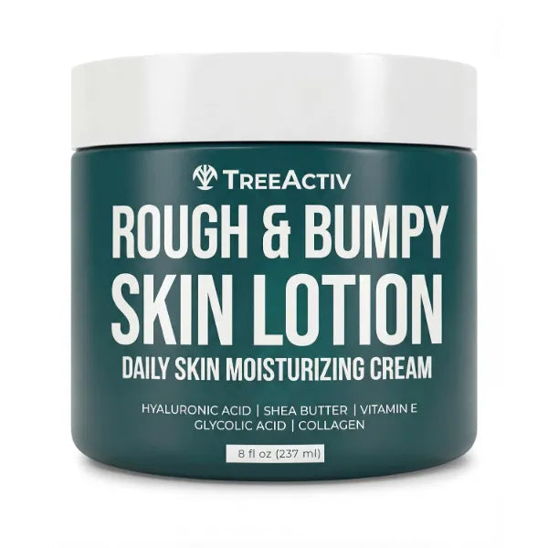 TreeActiv Rough and Bumpy Skin Lotion, 8 fl oz, With Hyaluronic Acid, Shea Butter and Vitamin E, Nourishing Lotion for Rough and Bumpy Skin, Moisturizing Strawberry Legs, For All Skin Types