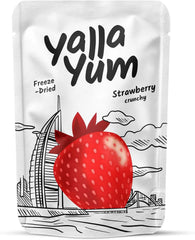 YallaYum Freeze Dried Healthy Snack Strawberry 20 g | 100% Fruit, Non-GMO, No Added Sugar, Gluten-Free,No Additives Added, Vegan, Made From 250g Fresh Strawberry | Healthy Snack for On-the-Go