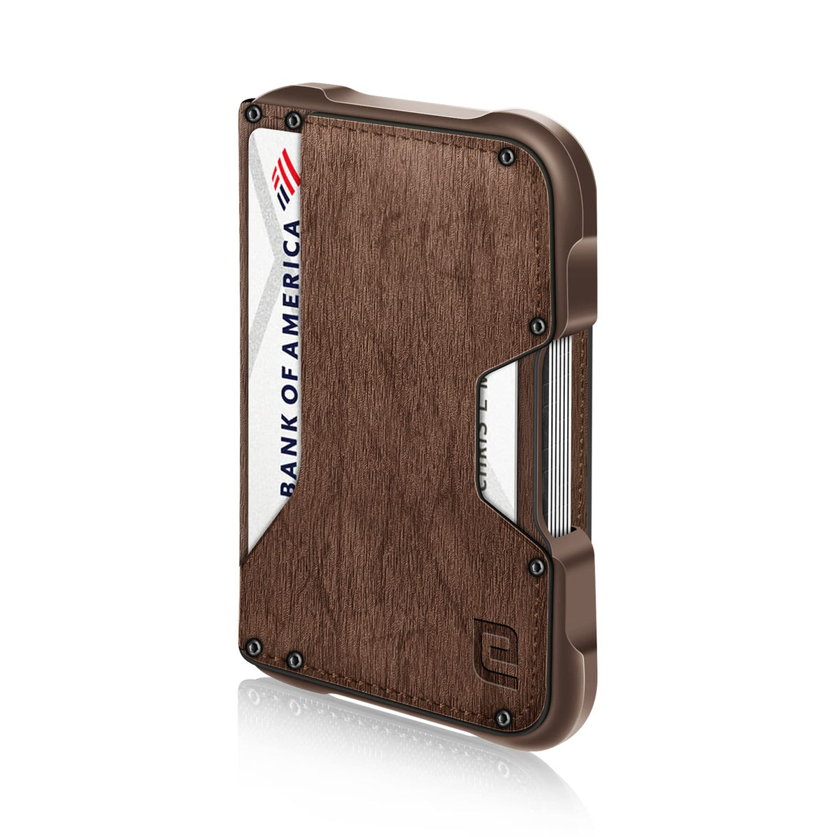 ENIGMA Dapper PU Leather Bifold Front Pocket Slim Wallet for Men, Aluminum Metal Travel Tactical RFID Blocking Card Holder Money Clip, Ideal Men's Gift (Deep Taupe Tree Pattern)