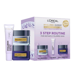 L’Oréal Paris Hyaluron Expert 3 Steps Routine for Instantly Replumped Skin (Day Cream For Face 50 ml + Eye Cream 15 ml + Night Cream 50 ml)