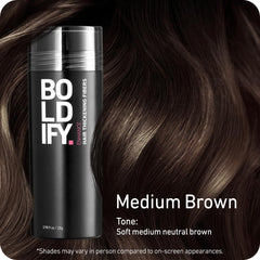 BOLDIFY Hair Fibers for Thinning Hair - 100% Undetectable Natural Formula (Medium Brown)