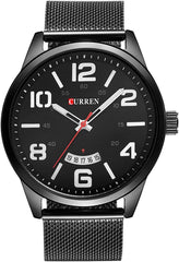 Curren 8236 Metal Strap Round Analog With Date Display Black, White Watch for Men