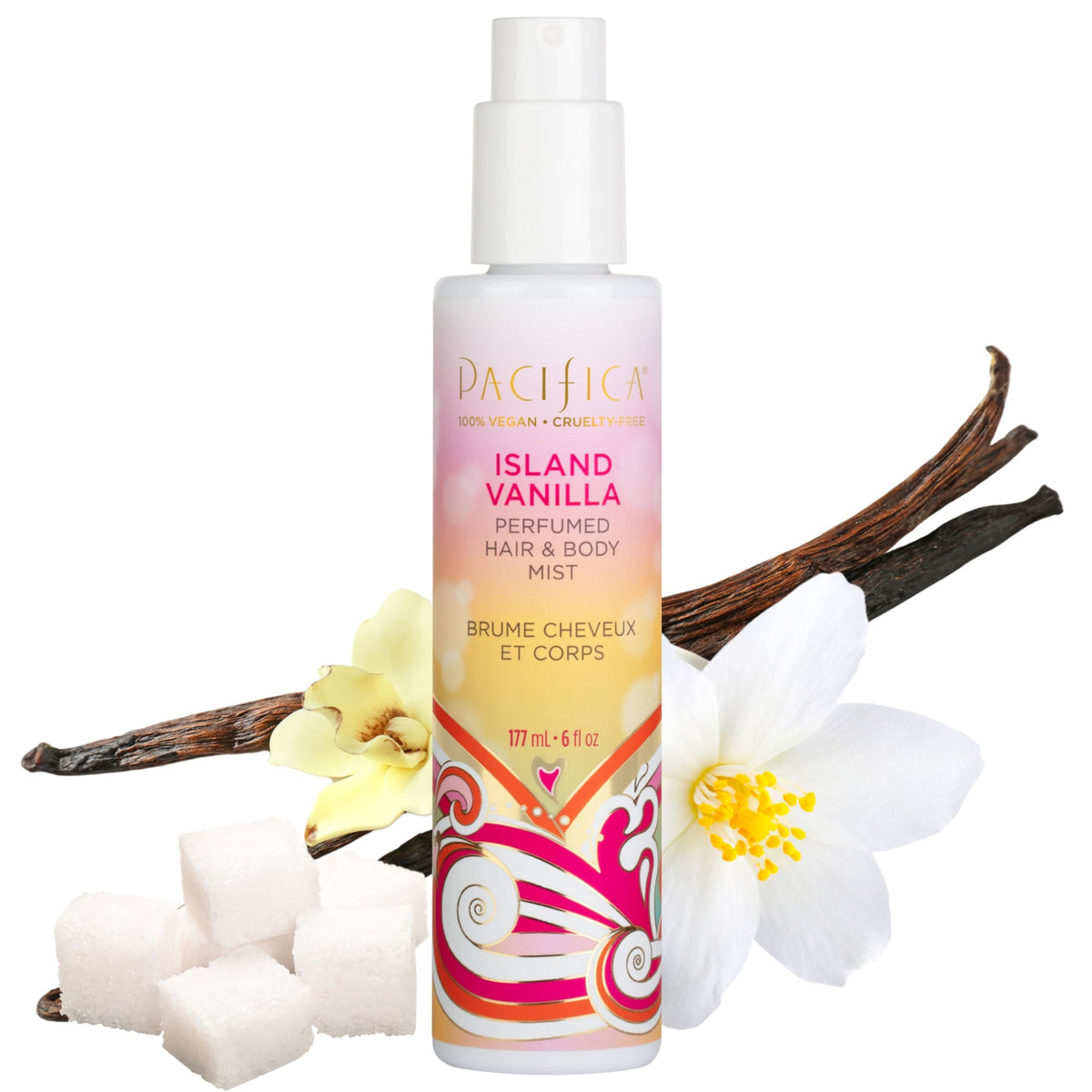 Pacifica Beauty, Island Vanilla Hair Perfume & Body Mist, Best Warm Vanilla Scent, Natural + Essential Oils, Alcohol Free, 100% Vegan and Cruelty Free, Clean Fragrance