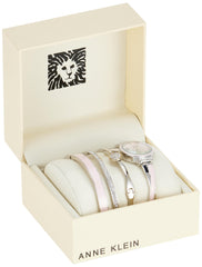 Anne Klein Women's Premium Crystal Accented Bangle Watch Set