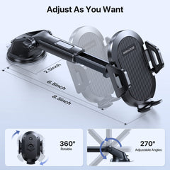 Miracase 【2023 New Generation】Car Phone Holder, Long Arm Phone Holder Car for Dashboard Windshield Air Vent【Heat-Resistant Strong Suction Cup】Car Mobile Holder Compatible with All Smartphones