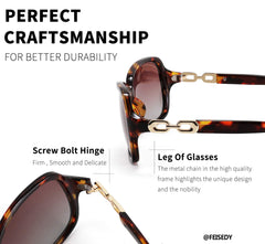 FEISEDY Women Polarized Sunglasses 100% UV400 Vintage Square Sun Glasses Outdoor Driving Fashion Shades for Women B2526