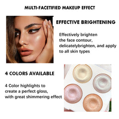 Highlighter Palette Makeup - 4 Highly Pigmented Shimmer Colors For Highlighting And Contouring - Long Lasting Lightweight Highlighter - Bronzer Powder Palette 13g